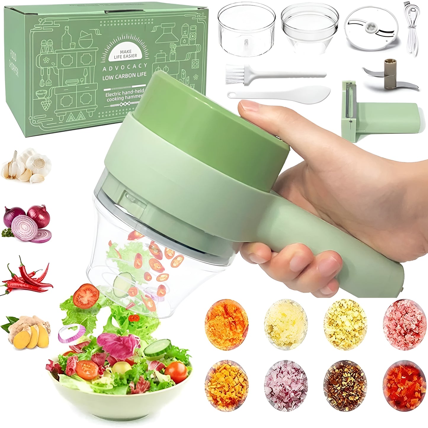 USB Rechargeable Multi-Function Food Processor | Portable Kitchen Veg Cutter Machine